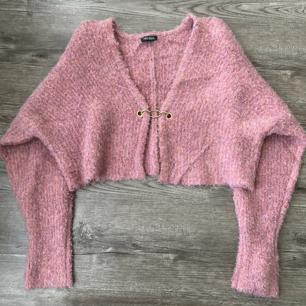Wild Fable Crop Cardigan Sweaters Womens S Pink Front Clasp